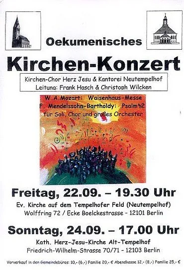 Waisenhausmess von Wolfgang A. Mozart u Pslam 42 von F. Mendelssohn-Bartholdy